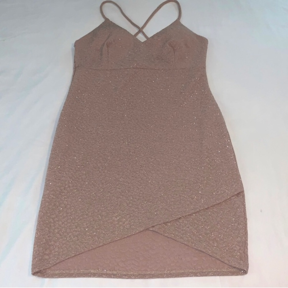 Windsor Taupe Textured Sparkle Mini Dress Large